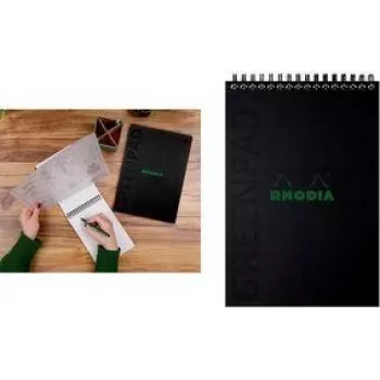 Rhodia GreenPad A5+ σπιράλ σημειωματάριο με καρέ, μαύρο, 160 x 210 mm, 90 g/m², 80 φύλλα 119928C