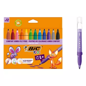 BIC KIDS Comfort Jumbo Μαρκαδόροι, διάφορα χρώματα, συσκευασία 12 τεμ., 1,4 mm μύτη, πλενόμενοι 517250