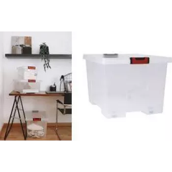 EDA CLiPSTOCK 75L κουτί αποθήκευσης με ροδάκια, καπάκι, λαβές Soft-Touch, μαύρο/κόκκινο 010439