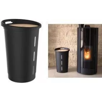 EDA κουτί αποθήκευσης pellets, 38 λίτρα, μαύρο πλαστικό με ξύλινο καπάκι, χωρητικότητα 20 kg – 1 τεμ. (010478 NO)