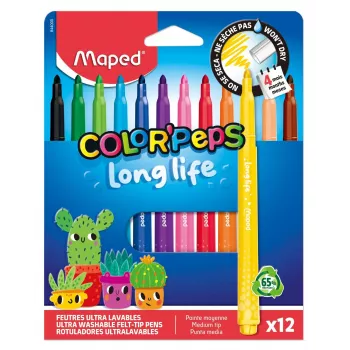 Maped Color'Peps Long Life μαρκαδόροι, διάφορα χρώματα, 12 μαρκαδόροι (844000)