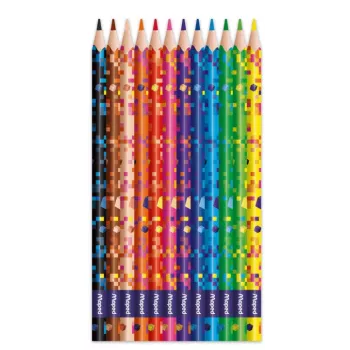 Maped PIXEL PARTY τριγωνικές ξυλομπογιές, 12 διάφορα χρώματα, μαλακή άθραυστη μύτη, στέλεχος με μοτίβο pixel, χάρτινη θήκη 862204