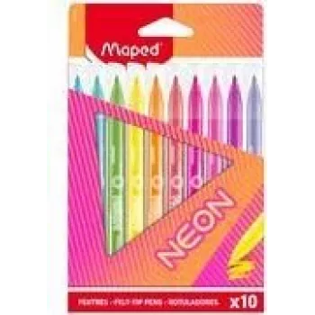 Maped Neon Μαρκαδόροι, συσκευασία 10 τεμ., 2,8 mm Στρογγυλή Μύτη, Χάρτινη Θήκη 845419