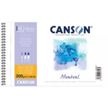 Canson Montval Μπλοκ Ακουαρέλας, 135 x 210 mm, 300 g/m², 12 φύλλα, λεπτός κόκκος, σπιράλ βιβλιοδεσία, μικροδιάτρητο C200807156