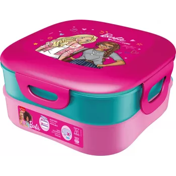 Maped PICNIK Kids Concept Barbie 3-in-1 Τάπερ Φαγητού, 1,4 L, 2 Θήκες + Snackbox, Ροζ/Πολύχρωμο 871097