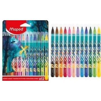 Maped DRAGON μαρκαδόροι, 12 διαφορετικά χρώματα, 2,8 mm στρογγυλή μύτη, χάρτινη θήκη 845434