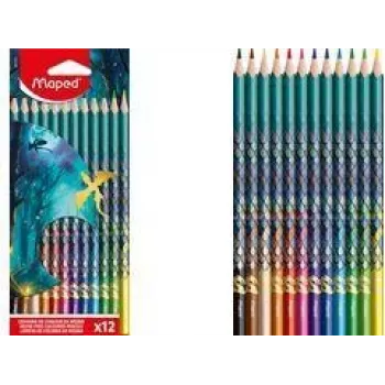 Maped DRAGON τριγωνικές ξυλομπογιές, 12 διαφορετικά χρώματα, ανθεκτική μαλακή μύτη, χάρτινη θήκη με μοτίβο δράκου 862234