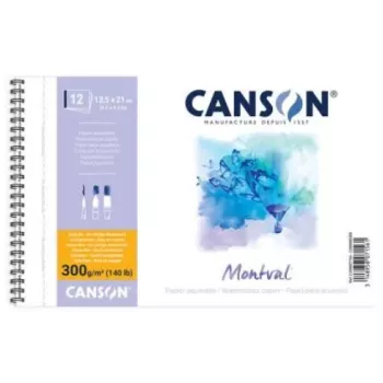Canson Montval A4 μπλοκ ακουαρέλας, 300 g/m², 12 φύλλα, λεπτόκοκκο, σπιράλ βιβλιοδεσία, μικροδιάτρητο C200807160