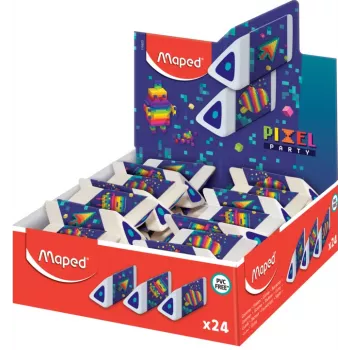Maped Pyramide PIXEL PARTY Πλαστική γόμα, λευκή, χωρίς φθαλικές ενώσεις & PVC, τριγωνική διατομή, συσκευασία 24 τεμ. 119523