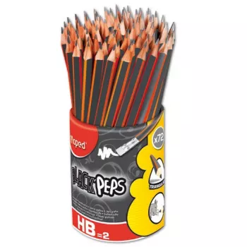 MAPED BLACK'PEPS Μολύβι γραφίτη HB με γόμα, τριγωνικό, συσκευασία 72 τεμ. 851759FC