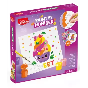 Maped Creativ Ζωγραφική με αριθμούς σετ Kawaii Food Sweet - 2 προεκτυπωμένοι καμβάδες, 10 ακρυλικά χρώματα, πινέλα, από 7 ετών 907088