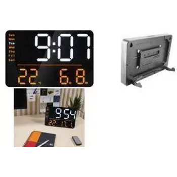 UNILUX NUMI Πολυλειτουργικό ψηφιακό ρολόι τοίχου LED, Μαύρο με τηλεχειριστήριο, 10-βάθμια ρύθμιση φωτεινότητας, Ξυπνητήρι 400202319