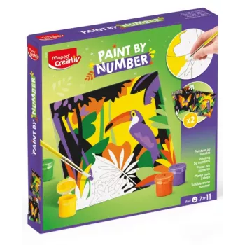 Maped Creativ σετ ζωγραφικής με αριθμούς - παπαγάλος & πεταλούδα, 2 σχέδια, 10 ακρυλικά χρώματα, από 7 ετών 907085