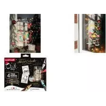 uni-ball μαρκαδόρος κιμωλίας CF CHALK/4 009, Christmas Box TRADI, διάφορα χρώματα, στρογγυλή μύτη, 1,8-2,5 mm, 4 τεμ.