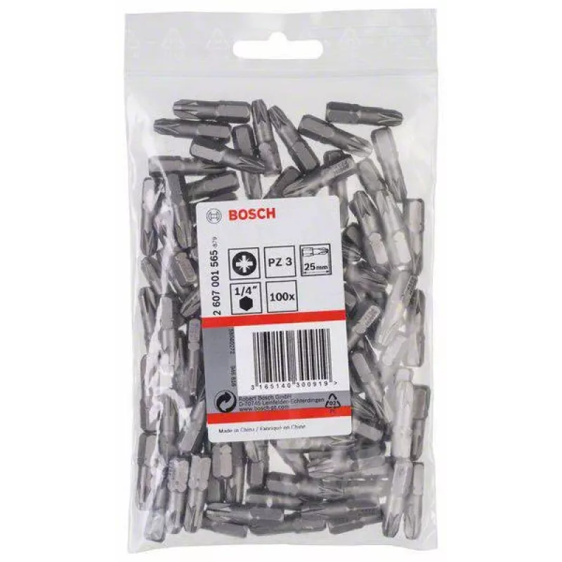 Bosch Pozidriv bit PZ3 25 mm, συσκευασία 100 τεμ. 2607001565