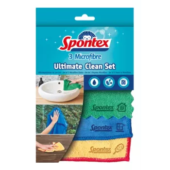 Spontex Ultimate Clean Πανιά μικροϊνών, συσκευασία 3 τεμ., 32 x 32 cm, διάφορα χρώματα 19790991