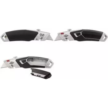 WEDO μαχαίρι ασφαλείας Profi Plus II, 3-βάθμια αυτόματη επιστροφή λεπίδας, ασημί/μαύρο, 3 βάθη κοπής, 1 τεμ. (78 851)