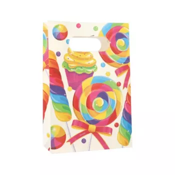 PAPSTAR Candies Party χάρτινη σακούλα με λαβή, 140 x 210 x 60 mm, τετράγωνη βάση, πλαϊνή πτυχή, 1 τεμ. (88862)
