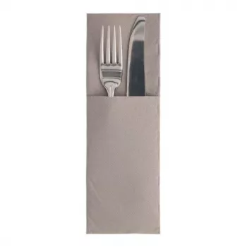 PAPSTAR ROYAL Collection θήκη πετσέτας, γκρι, 40 x 40 cm, 1-φύλλου Airlaid, προδιπλωμένη με θήκη μαχαιροπίρουνων, 50 τεμ. 89417