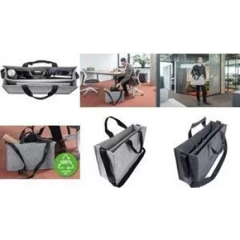SIGEL Επαγγελματική τσάντα φελτ Desk Sharing Bag Classic L, γκρι συνθετικό φελτ, 2 λαβές μεταφοράς & ρυθμιζόμενος ιμάντας ώμου, 1 τεμ. (BA409)