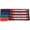 Edding 300-E4 Σετ μαρκαδόρων, 4 τεμ., Μαύρο/Μπλε/Πράσινο/Κόκκινο 4-300-4