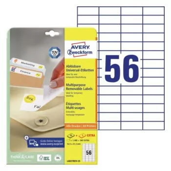 AVERY Zweckform Universal Ετικέτες 52,5 x 21,2 mm λευκές αποσπώμενες με περιθώριο ProNature 25 φύλλα (L6027REV-25)