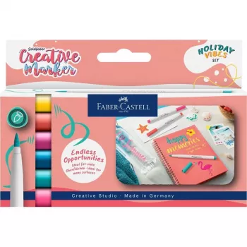 Faber-Castell Goldfaber Creative Marker Σετ, 6 διαφορετικά χρώματα, Holiday Vibes Edition, μελάνι με βάση το νερό, μύτη πινέλου 161013