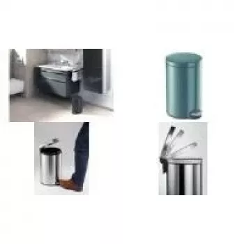 DURABLE Μεταλλικός κάδος απορριμμάτων με ποδομοχλό 12L Στρογγυλός Ασημί 341158