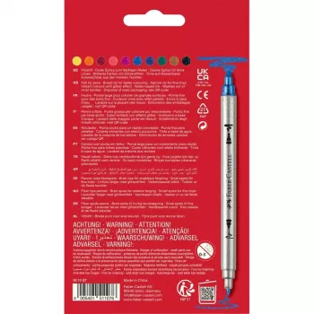 FABER-CASTELL Γκλίτερ μαρκαδόροι διπλής μύτης, 10 διαφορετικά χρώματα, πλενόμενοι, μύτες 3-5 mm & 1 mm 151107