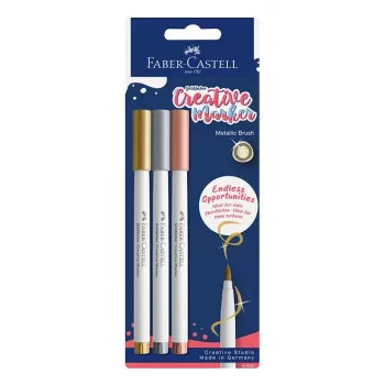 Faber-Castell Goldfaber Creative Marker Σετ, 3 διαφορετικά χρώματα, μελάνι με βάση το νερό με χρωστικές, άοσμο, αντιμωλιακό, ανθεκτικό στο νερό, blister 161005