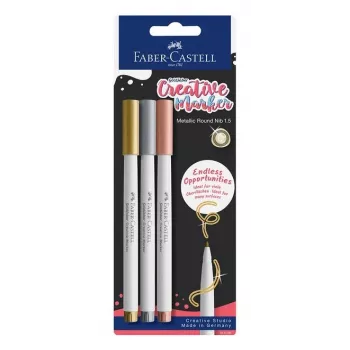 Faber-Castell Creative Marker Goldfaber, συσκευασία 3 τεμ. blister, μελάνι με βάση το νερό, άοσμο, αντιμωλιακό και ανθεκτικό στο νερό 161108