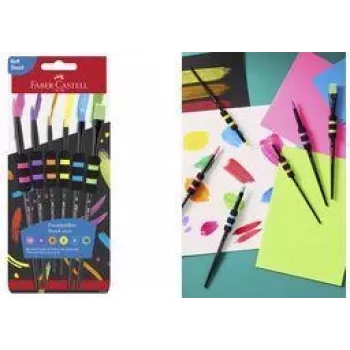Faber-Castell Σετ πινέλων συνθετικής τρίχας με 6 τεμ. και λαβή soft-touch, ανθεκτικά, μαλακή συνθετική τρίχα - 1 τεμ. (481622)