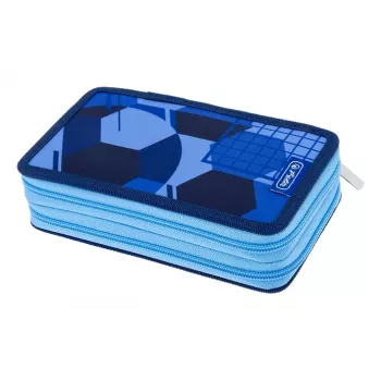 HERLITZ Blue Goal Διπλή κασετίνα, 23 τεμ., 2 θήκες, φερμουάρ, χρωματιστή εσωτερική επένδυση 400205859