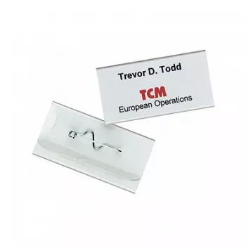 DURABLE Καρτελάκι ονόματος 30x60mm με καρφίτσα κυματιστή, διαφανές, 10 τεμ. 860619