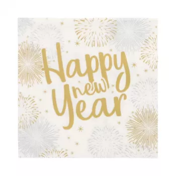 PAPSTAR Happy New Year Χαρτοπετσέτες 330 x 330 mm, 3 φύλλων, 1/4 δίπλωση, συσκευασία 20 τεμ. 89772