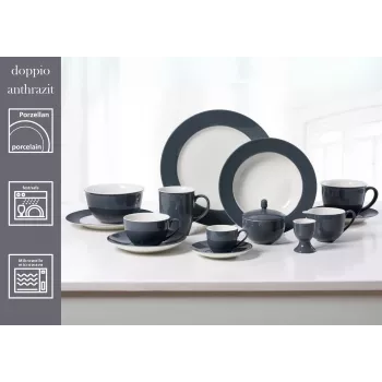 Ritzenhoff & Breker Doppio Ανθρακί Πιάτο σούπας 220 mm Πορσελάνη, Σετ 6 τεμ. 430219