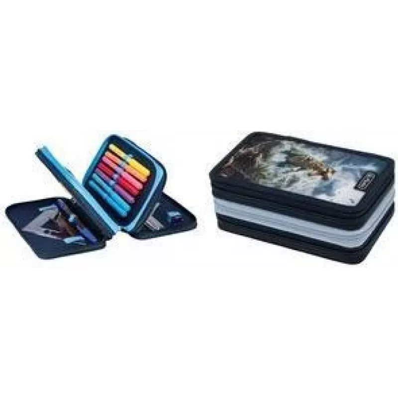 Herlitz TriCase Thunder Rex Κασετίνα, 31 τεμ., Πολυεστέρας, 3 θήκες, 3 φερμουάρ 400205916