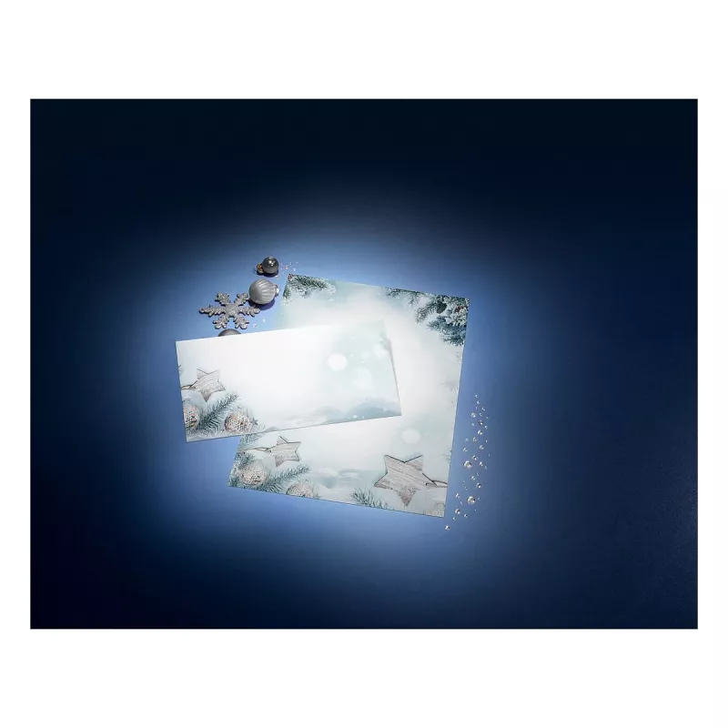 SIGEL Snow Star DL Διακοσμητικό χαρτί 110 x 220 mm 80 g/m² Μπλε/Λευκό DU312
