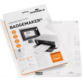 DURABLE BADGEMAKER ένθετες ετικέτες 52 x 100 mm, λευκό, 100 τεμ. 145802