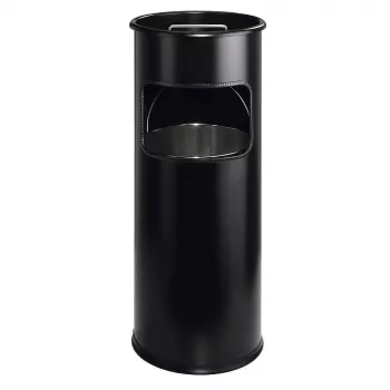 DURABLE Μεταλλικός κάδος απορριμμάτων 17L στρογγυλός με τασάκι, Μαύρο 333001
