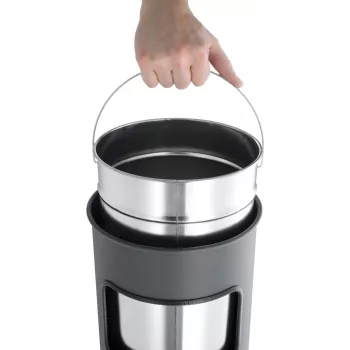 DURABLE Μεταλλικός κάδος απορριμμάτων 17L στρογγυλός με τασάκι, Μαύρο 333001