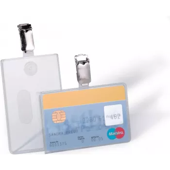 DURABLE θήκη καρτών ID με κλιπ για 1 κάρτα, διαφανής, 25 τεμ. (811319)