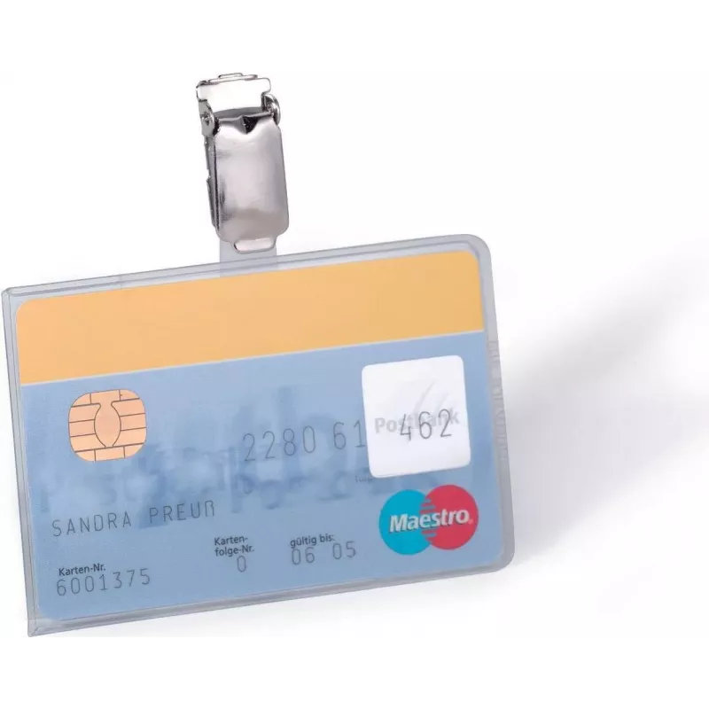 DURABLE θήκη καρτών ID με κλιπ για 1 κάρτα, διαφανής, 25 τεμ. (811319)