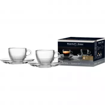 Ritzenhoff & Breker BARISTA σετ espresso, 4 τεμ., διαφανές γυαλί, φλιτζάνια 80 ml, πλυντήριο πιάτων 822038