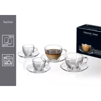 Ritzenhoff & Breker BARISTA σετ espresso, 4 τεμ., διαφανές γυαλί, φλιτζάνια 80 ml, πλυντήριο πιάτων 822038