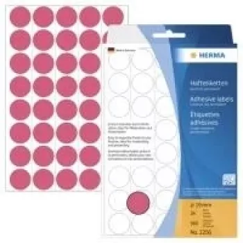 HERMA 2256 μόνιμα αυτοκόλλητες στρογγυλές ετικέτες φωτεινό κόκκινο 19 mm, 960 ετικέτες (24 φύλλα x 40)