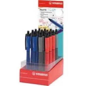 STABILO Palette Rollerball στυλό βάση πάγκου, 16 διαφορετικά στυλό μελάνης gel, 0,4 mm ανασυρόμενο, μεταλλική μύτη 268/16-01