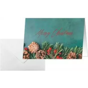 SIGEL DS642 Green Christmas A6 οριζόντια κάρτα, 250 g/m² λευκό χαρτόνι, Inkjet/Laser/Φωτοαντιγραφικό, 5 κάρτες με φακέλους