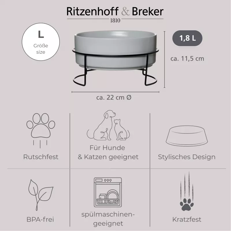 Ritzenhoff & Breker TARO Σετ μπολ 1,8L γκρι πυριτικό κεραμικό 450484