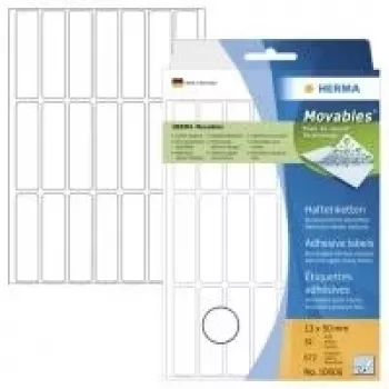 HERMA Movables 10606 Αυτοκόλλητες χάρτινες ετικέτες, ματ λευκό, 13 x 50 mm, 672 ετικέτες (32 φύλλα x 21), αφαιρούνται χωρίς υπολείμματα